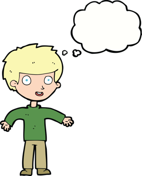 cartoon happy man with thought bubble png