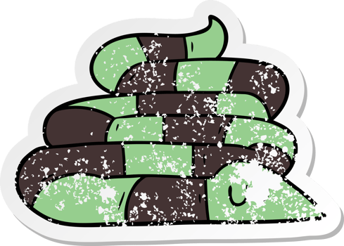 distressed sticker of a cartoon sleepy snake png