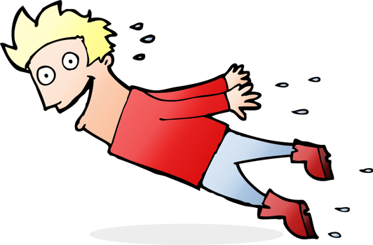 cartoon drenched man flying png