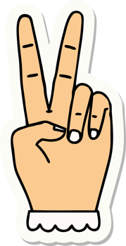 sticker of a peace symbol two finger hand gesture png