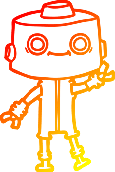 warm gradient line drawing of a cartoon robot png