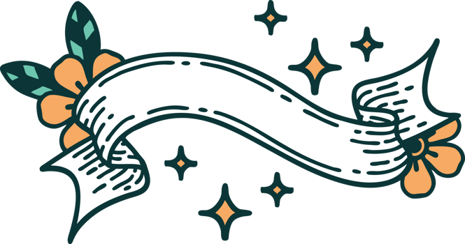 traditional tattoo with banner of a stars png