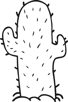 black and white cartoon cactus png