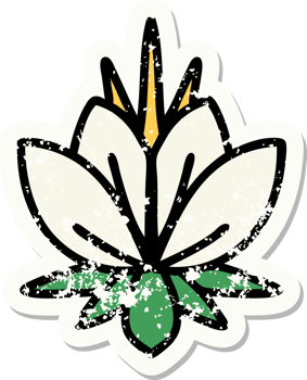 distressed sticker tattoo in traditional style of a water lily png