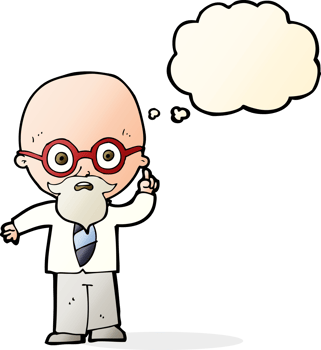 cartoon professor with thought bubble png