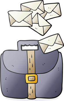 cartoon briefcase spilling letters png