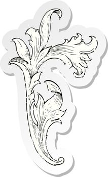 retro distressed sticker of a traditional hand drawn floral swirl png