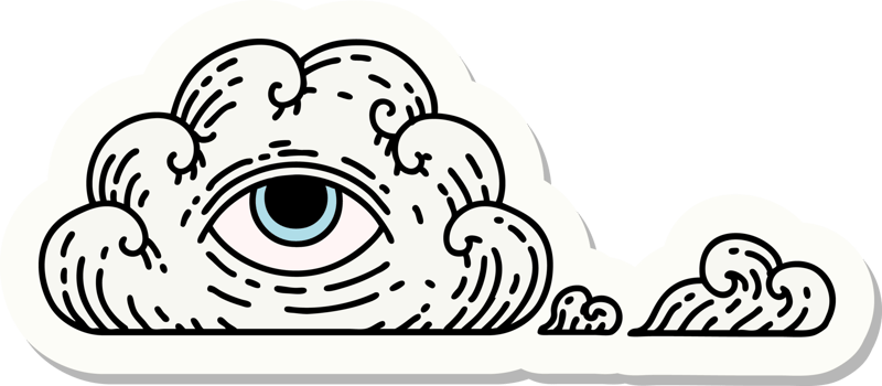 sticker of tattoo in traditional style of an all seeing eye cloud png