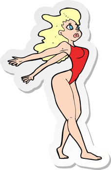 sticker of a cartoon sexy woman in swimsuit png