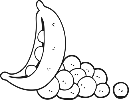 black and white cartoon peas in pod png