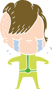flat color style cartoon crying girl png