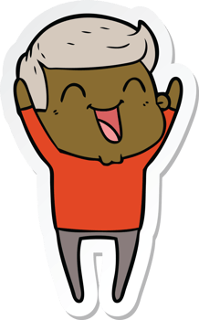 sticker of a cartoon man laughing png