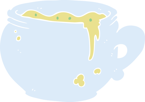 flat color illustration of a cartoon mug of soup png