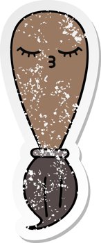 distressed sticker of a cute cartoon paint brush png