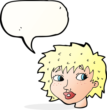 cartoon surprised woman with speech bubble png