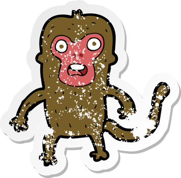 retro distressed sticker of a cartoon monkey png