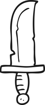 black and white cartoon knife png