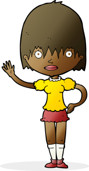 cartoon waving woman png