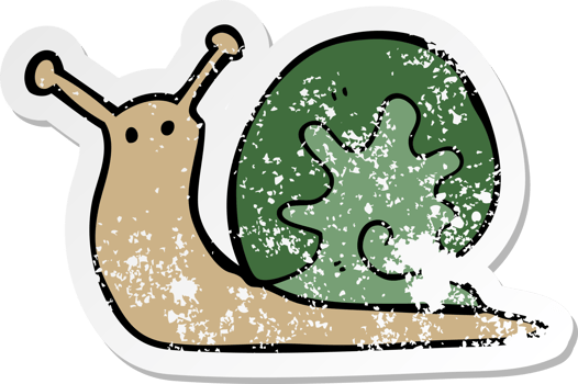 distressed sticker of a cartoon snail png