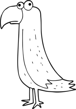 black and white cartoon parrot png