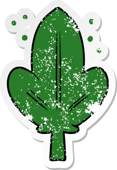 distressed sticker of a cartoon leaf png