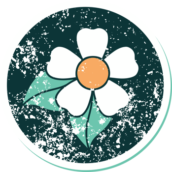 iconic distressed sticker tattoo style image of a flower png