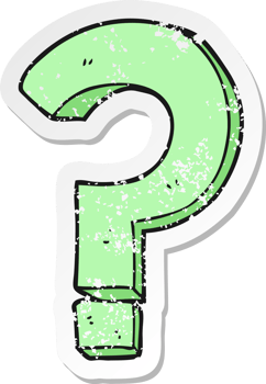 retro distressed sticker of a cartoon question mark png