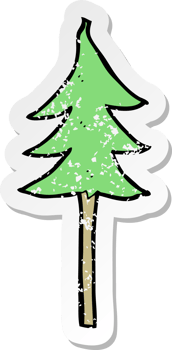 retro distressed sticker of a cartoon tree symbol png