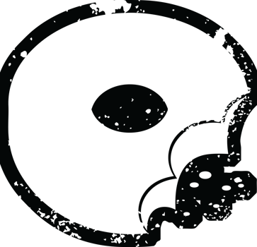 Distressed effect bitten donut graphic icon png