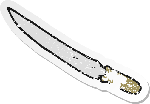 retro distressed sticker of a cartoon kitchen knife png