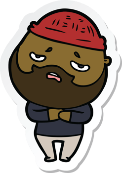 sticker of a cartoon worried man with beard png