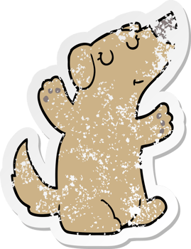 distressed sticker of a cartoon dog png