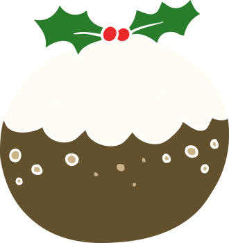 flat color style cartoon christmas pudding png