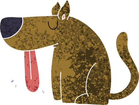 quirky retro illustration style cartoon dog png