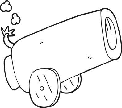 black and white cartoon cannon png