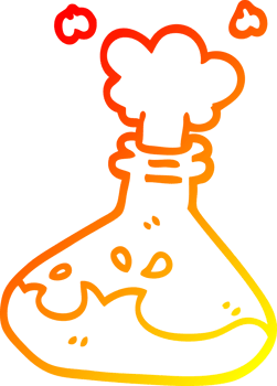 warm gradient line drawing of a cartoon science experiment png
