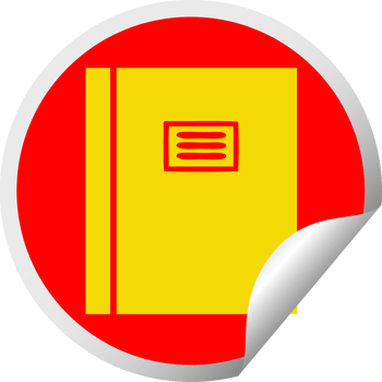 circular peeling sticker cartoon of a journal book png