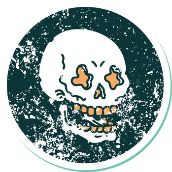 iconic distressed sticker tattoo style image of a skull png