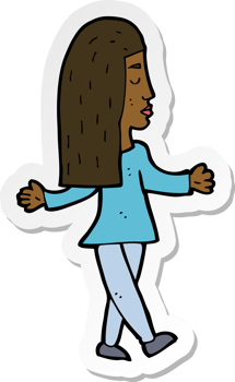 sticker of a cartoon woman shrugging shoulders png