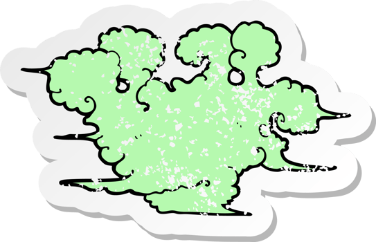 retro distressed sticker of a cartoon gas cloud png