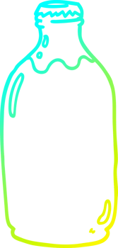 cold gradient line drawing of a cartoon milk bottle png