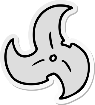 sticker cartoon doodle of a single ninja throwing star png