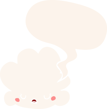 cute cartoon cloud with speech bubble in retro style png