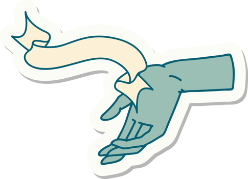 tattoo style sticker with banner of a hand png