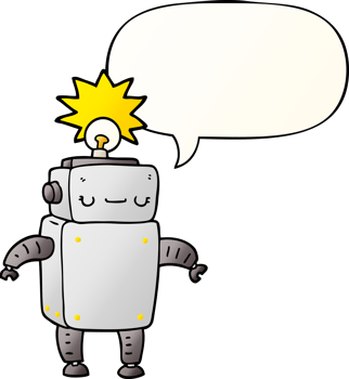 cartoon robot with speech bubble in smooth gradient style png