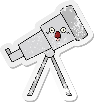 distressed sticker of a cute cartoon telescope png