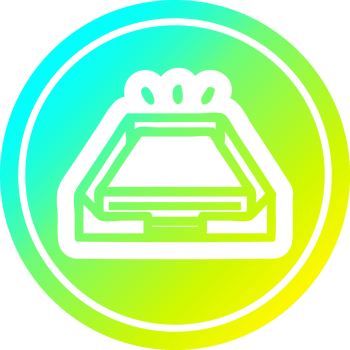 low office paper stack circular in cold gradient spectrum png