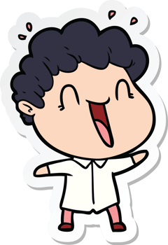 sticker of a cartoon happy man png