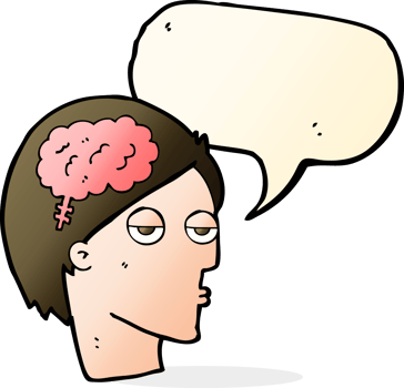 cartoon head with brain symbol with speech bubble png