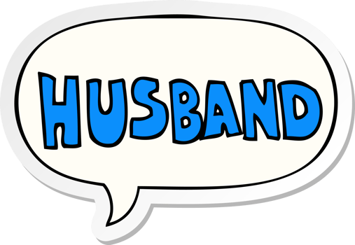 cartoon word husband with speech bubble sticker png